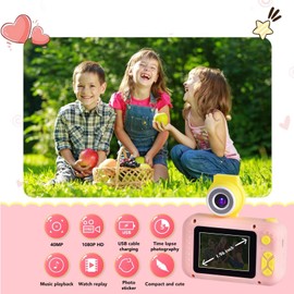 Kids Camera, 40MP 1080P HD Digital Camera for Toddler Toys Gift, 2 Inch Screen Video Recording Kids Camera, Auto Focus Filling Lens for Teenage Students