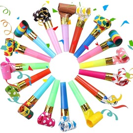 YXL 30Pcs Party Blowers, Colourful Party Whistles, Party Poppers Birthday, Party Horn for Birthday Party, Anniversary, Graduation, Wedding, Christmas