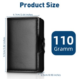 PIWOSGOL Geldbörse Herren,Mini Geldbörse Herren,Slim Wallet mit RFID Schutz,Leder Portmonee für 14 Karten,für Männer und Kartenhalter, ID-Fenster, Geldfach(Schwarz)