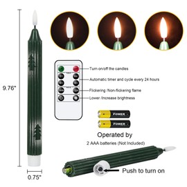 Eldnacele LED Stabkerzen mit Fernbedienung und Timer, 6er Set batteriebetriebene flammenlose Kerzen mit wachsbeschichtetem Design und 3D-Flamme für Weihnachten, Kamin-Dekoration