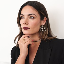 Ettika Gold Earrings For Women. Stud Earrings, Hoops. Opulent Black Crystal Stardust 18k Gold Plated Earrings. Birthday Gifts For Women