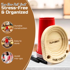 Truvalent Truvalent Party Cup Holder with Marker Slots | Wooden Organizer for Parties & Events | Hosting Essential to Mark Your Cup