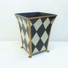 7" Hand Painted Wastebasket Bin Container/Orchid Planter- Black and White
