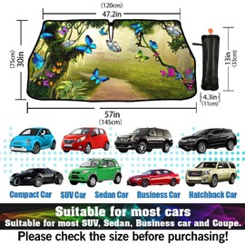 Fairy Butterfly Car Windshield Sun Shade Umbrella Sunshade Block UV Rays Sun Visor Protector Auto Windshield Sunshade to Keep Vehicle Cool for Cars Trucks & Suvs 57 X 30 in
