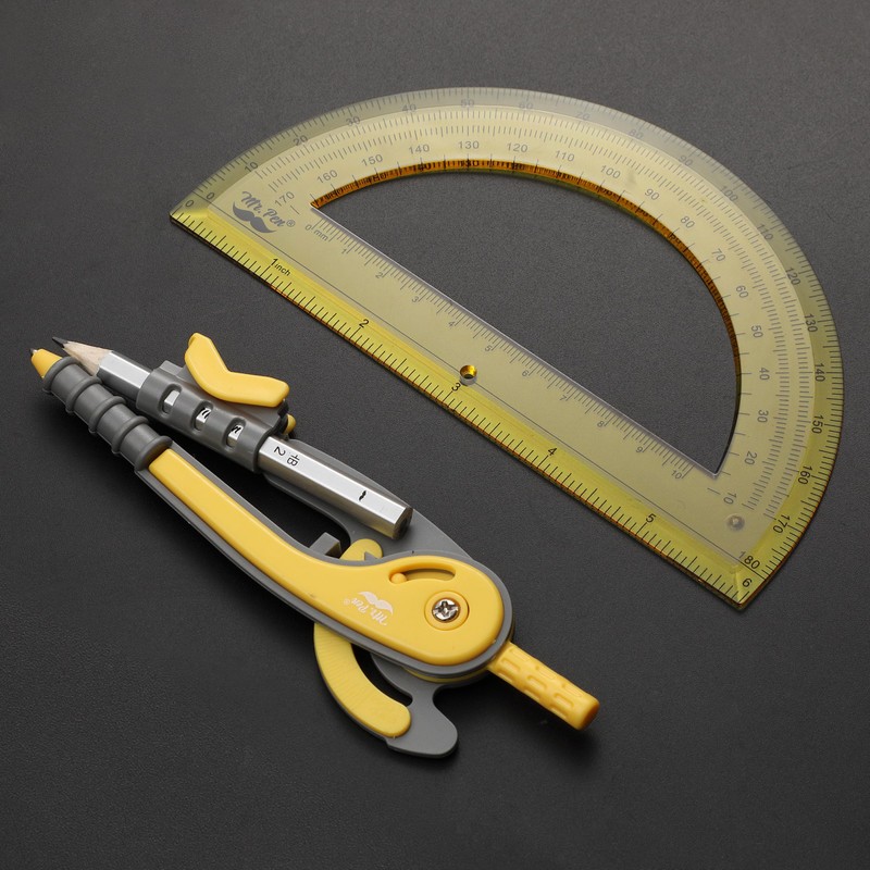 Mr. Pen- Compass and Protractor Set, Yellow, Compass Geometry Tool,