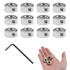 Pack of 12 Washers for 8 mm Quality Cups, Depth Limiter Drill Ring Positioner, T8 Thread Locking Ring 8.3 mm Bore 16 mm OD, Depth Stop Rings with Hex Key for CNC, Drilling