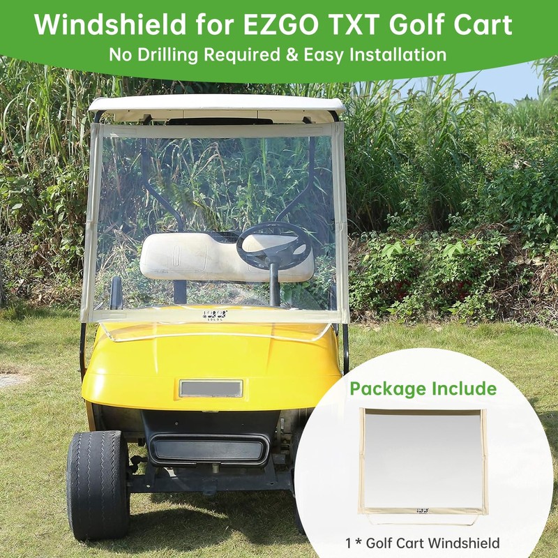 10L0L Golf Cart Windshield Compatible with EZGO TXT Gas &