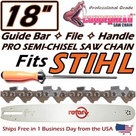 For STIHL COPPERHEAD 18" BAR, PRO SAW CHAIN & FILE FITS STIHL MS 261 MS271 MS291 - 26RM-74