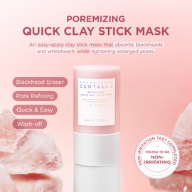 SKIN1004 Poremizing Quick Clay Stick Mask, Face Mask Skincare for Pore Minimizing, Facial Clay Mask with Centella, Pore Minimizer for Sebum Control, Pink Mud Mask, Korean Skin Care, 0.95 oz / 27g