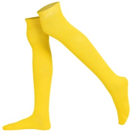 Mysocks Unisex Over the Knee Socks Seamless Toe Finest Combed Cotton, yellow