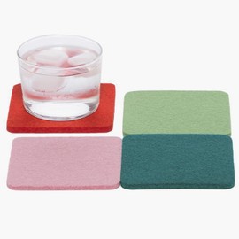 Graf Lantz - Bierfilzl Felt Coasters - Square - 100% Merino Wool - Moisture Wicking - Heat Resistant - Sustainable - Home Decor - Absorbs - Housewarming Gift - 4 Coaster Set - 4" x 4" x 5 mm - Happy