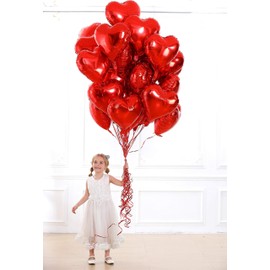 30 pcs Red Heart Balloons 18" Foil Love Balloons Mylar Balloons, heart balloons Valentines Day Decorations Balloons for Valentines Day,Propose wedding Party Backdrop Birthday Party Supplies