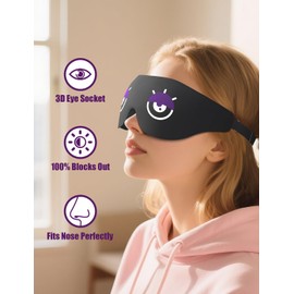 EVA BELLE Sleep Mask Women Men, Comfy Blackout Eye Mask for Deep Sleep, 3D Memory Foam Sleeping Mask, Silk Sleep Eye Cover, Cute Funny Eyeshade Covers, Adjustable Elastic Strap & Soft Breathable