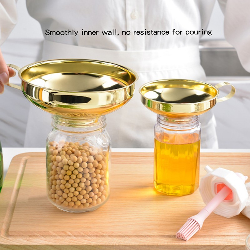 5 Pcs Funnel Set Stainless Steel Gold Plating Wide Mouth