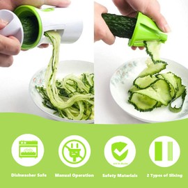 Spiralizer for Vegetables, Courgette Spiralizer, Vegetables Cutter with Cleaning Brush, 2 in 1 Carrot Courget Spiral Cutter,Spiral Cutter for Vegetables, Zucchini Spaghetti Cutter