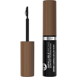 L'Oreal Paris Infallible Volumizing 24H Wear Máscara para cejas, maquillaje de cejas de larga duración para cejas 2 veces más completas, 6.0 castaño claro, 0.13 onzas líquidas