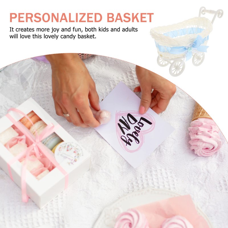 STOBOK Adorable Baby Shower Centerpiece, Mini Decorative Stroller Carriage Basket