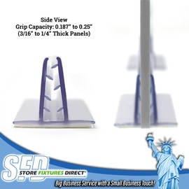 STORE FIXTURES DIRECT Adhesive Sneeze Guard Holders, Heavy Duty Large Stable Glass Stands to Fasten Acrylic Panels & Plexiglass Sheets between 3/16" to 1/4" Thick, 6" L x 1.25" H, 50 Pack