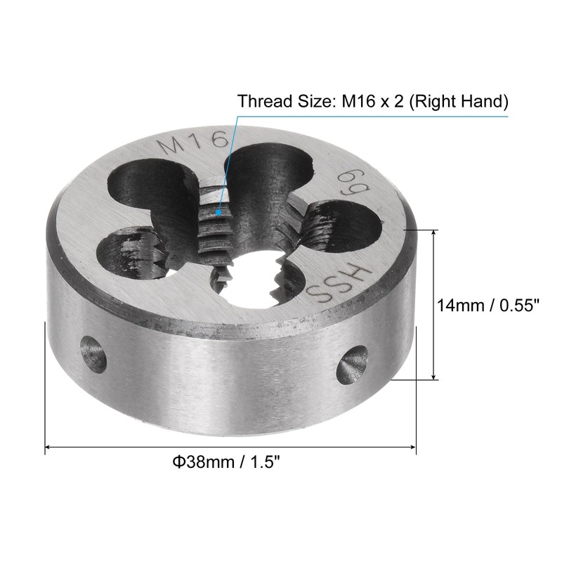 sourcing map Round Threading Dies, Metric M16 x 2 Thread