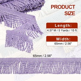 PATIKIL Purple Fringe Trim, 5 Yards x 65mm Fringe Trim Curtain Tassel Fabric Sewing for Curtain Sofa Clothes DIY Decoration