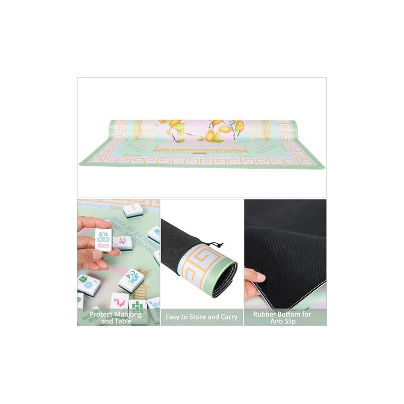 Jongyance Green American Learning Mahjong Mat (33”x33”), Anti-Slip, Mahjong Mat