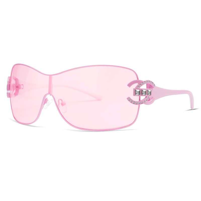 VANLINKER Wrap Around Y2K Sunglasses for Women Men Trendy Oversized