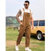 Yuanbang Overalls for Men Denim Jumpsuit Brown Bib Coveralls with