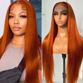 Ginger Lace Front Wigs Human Hair 13x4 Straight Wigs Human Hair Pre Plucked Pre Cut 180 Density Human Hair Wigs For Black Women 28 Inch