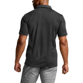 CQR Men's Polo Shirts, Tactical Short Sleeve Golf Performance Shirts, Lightweight Dry Fit UPF 50+ Pique, Frost Basic Black, 3X-Large