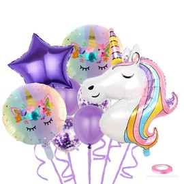 Catelves Pack of 8 Unicorn Balloons Helium Foil Balloons Unicorn Foil Balloons Decoration Children's Birthday Unicorn Birthday Decoration Girls for Girls Boys Children's Birthday Party Wedding Party