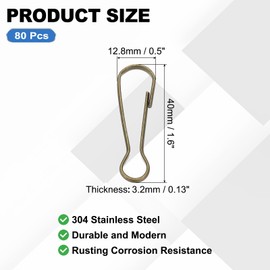 PATIKIL Lanyard Hooks, 80 Pcs 40mm Stainless Steel 304 Spring Snap Hook Metal Clips Clasp for Key Chain Key Rings ID Card Shower Curtain, Bronze