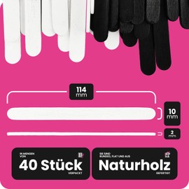 Netuno 40 Pieces Wooden Sticks White and Black 4.5 Inch Flat Wooden Sticks for Crafts Wooden Spatula DIY Crafts Decorating Flat Wooden Sticks Colorful Wooden Sticks Coloured Wooden Spatulas for DIY