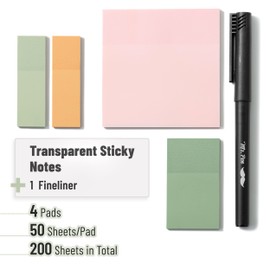 Mr. Pen- Pastel Transparent Sticky Notes, 200 pcs, Bible Sticky Notes, Planner Tabs