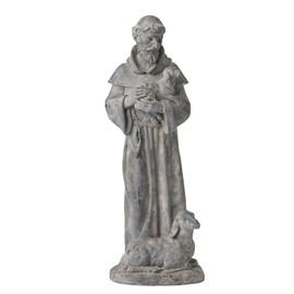 Newman House Studio Vintage St Francis Garden Statue - 15.2 Inch Resin Patron of Animal Figurine Saint Francis Sculpture with Sheep for Garden Decor