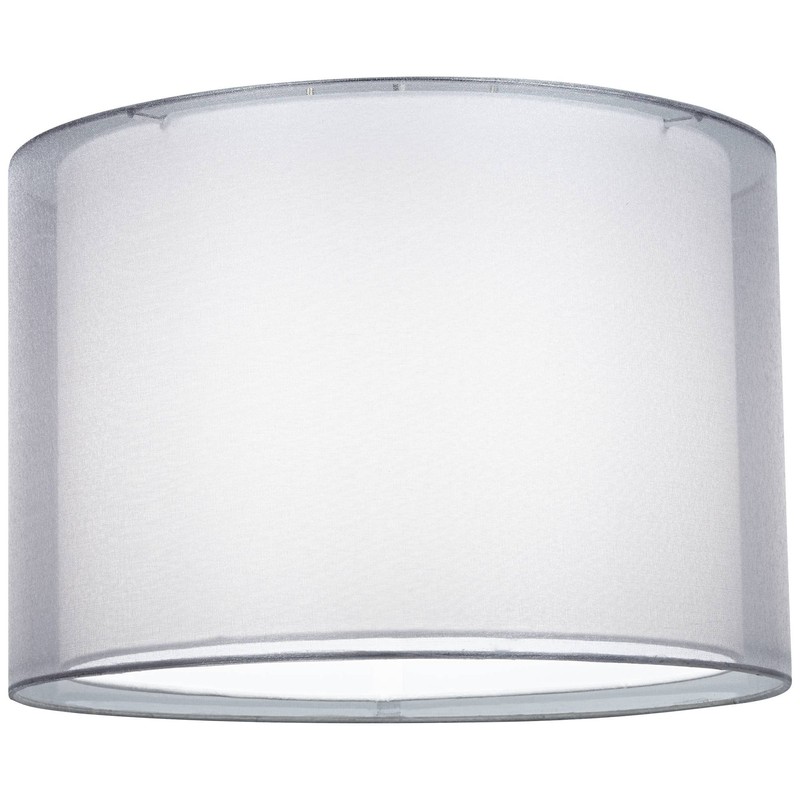 Silver and White Double Sheer Large Drum Lamp Shade 16"