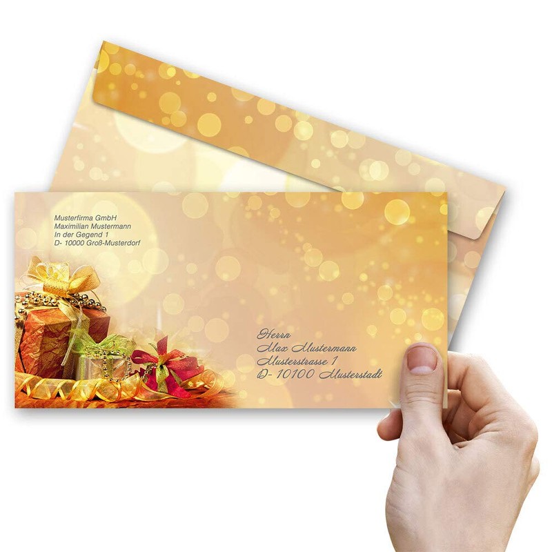 10 envelopes (windowless) Christmas, Christmas Gifts DIN Long (220x110 mm)