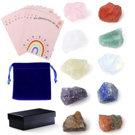 GUJOXILA Pack of 10 Gemstones for Children Lucky Stones Raw Stone Set for Treasure Hunt Christening Gift Children's Birthday Communion Party Favours Colourful Lucky Charm Stone