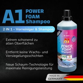 DR. WACK - A1 Power Foam Shampoo 1 Liter - Autoshampoo für Vorreinigung & Handwäsche - Kraftvoller & schonender Schaumreiniger - biologisch abbaubar - für alle Lackarten - Hochwertige Autopflege