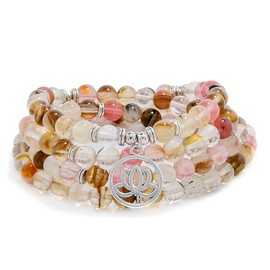 Lotus Flower Gifts Mala Beads 108 Healing Bracelet Necklace Meditation Accessories, Stone, No gemstone