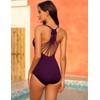 Hilor Women's Shirred Halter One Piece Swimsuits Macrame Back Swimwear