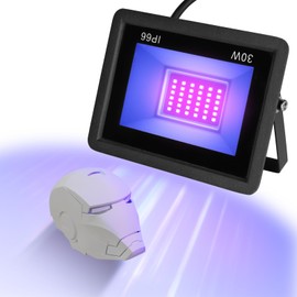 30W UV Light for Resin Curing 3D Printer Curing Lamp Kit for SLA/DLP/LCD 3D Printing 395-405nm Efficient IP66 Waterproof Flood Light with 36pcs Black Light Lamp Beads (Curing Lamp 30W)