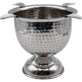 Stinky Cigar Tall Cigar Ashtray with 4 Stirrups | Hammered Stainless Steel Finish, Windproof Design with 4.25 inch Deep Bowl for Cigars, Perfect Cigar Accessory for Aficionados & Home Decor - Silver