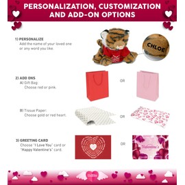 DolliBu I Love You Super Soft Squat Tiger Plush- Cute Stuffed Squat Tiger Animal with Red Shirt for Valentine, Anniversary, Romantic Date, Boyfriend, or Girlfriend Gift - 8 inches