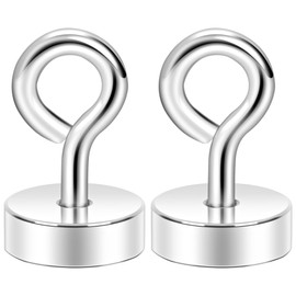 Neosmuk Magnetic Ring Hooks, 10 kg Heavy Duty Extra Strong Magnetic Hook with Eye Bolt for Cruise Cabin, Magnetic Eyelet Hanger for Hanging, Cruise Essentials Hooks (Silver, Pack of 2)