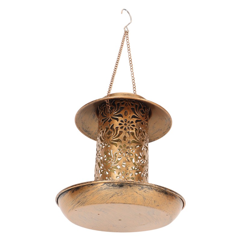 Hanging Bird Feeder Solar Powered Light Hollow Design Sturdy Stable