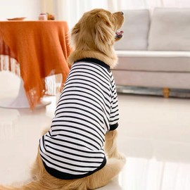ANIAC Fleece Dog Sweater for Medium Dog,Striped Dog Shirt with Sleeves,Autumn Basic Dog Hoodies for Medium Dog, Warm Dog Sweatshirt,Winter Pet Clothes for Dog 44-55 LB (5XL, White)…