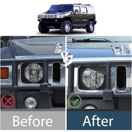 Lcojicep 2PCS Front Headlight decorationCompatible with Hummer H2 2003-2009, Front Light Headlight Cover Angry Eyes Style Headlight Bezels Trim ，Headlight Half-Angle Decorative Accessories