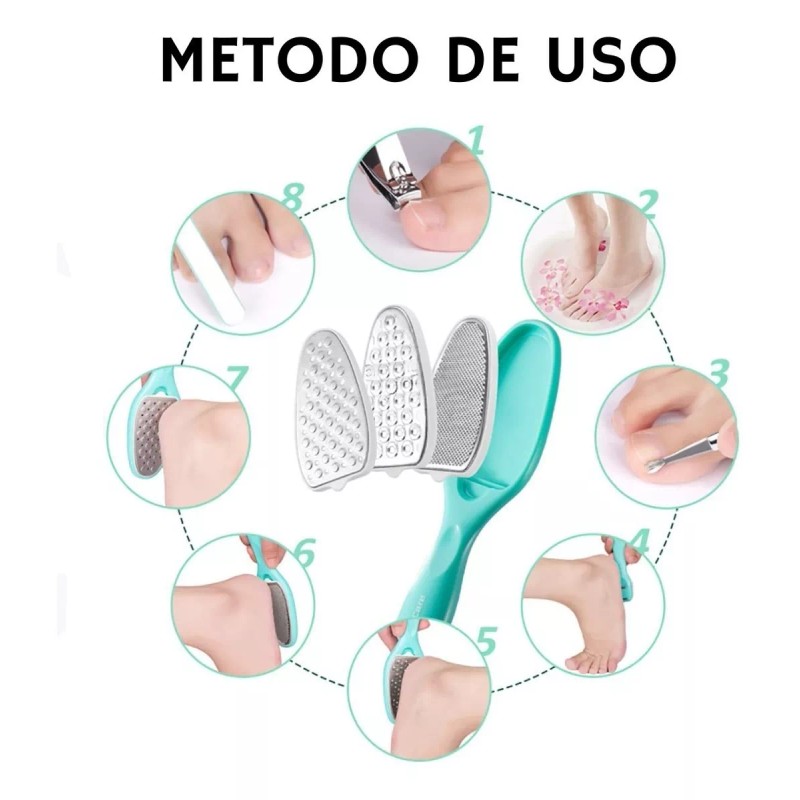 C8-JC Kit Pedicure Profesional Lima, Cortauñas, Corta Callos 8pz