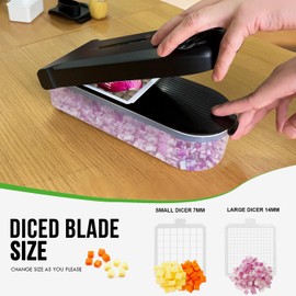 LHS Multifunctional Food Chopper - Onion, Vegetable Slicer Dicer Cutter, Potato Cutter - Veggie Chopper with Container (4 in 1, Black)