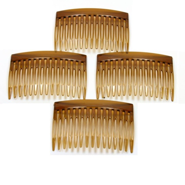 Arranview Jewellery Brown side combs in strong plastic. Pack of 4 hair combs